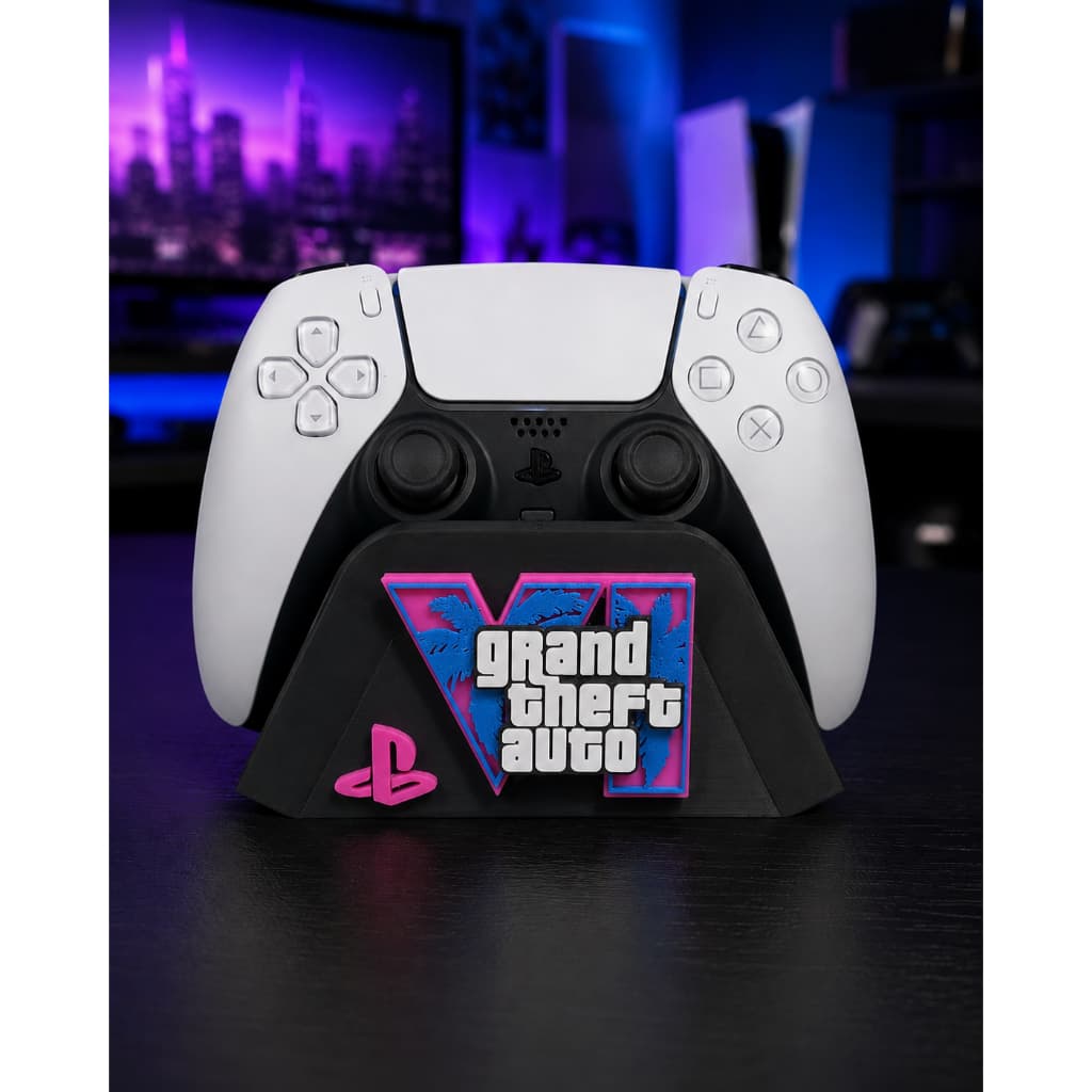 Suporte para Controle PS5 / PS4 / Xbox – Tema GTA 6 | Organizador de Controle DualSense