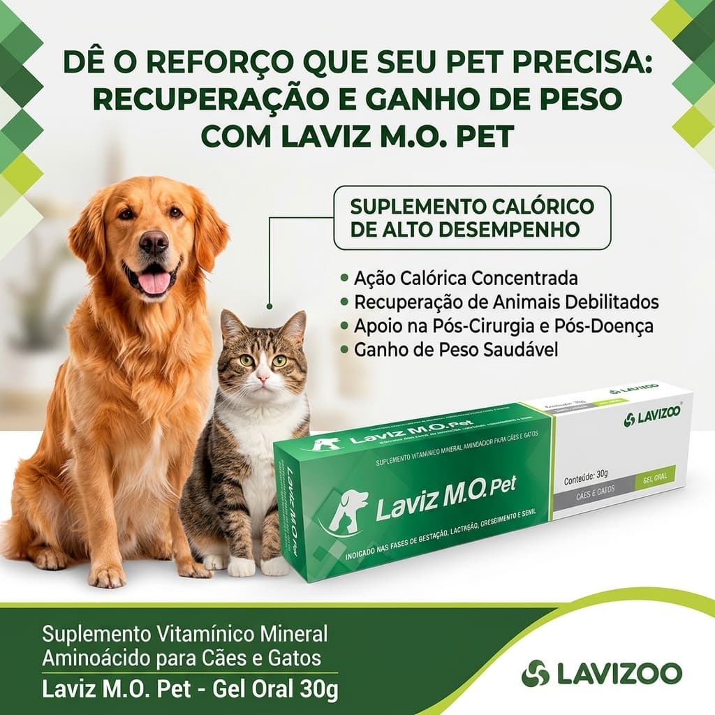Laviz MO Pet Lavizoo Suplemento Hipercalórico Ganho de Peso Recuperação Cães e Gatos 30g