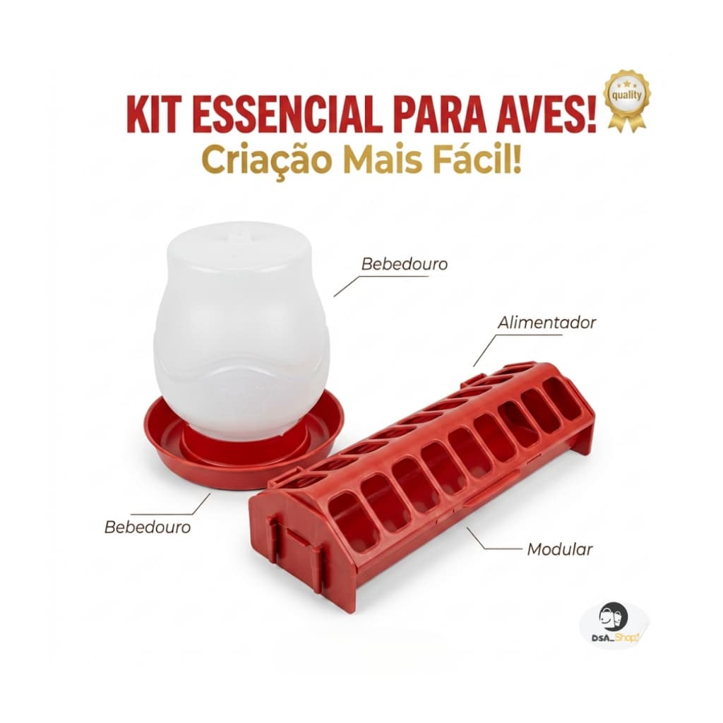 Kit Bebedouro Automático 2L + Comedouro 30cm Para Codornas Pintinhos Galinhas E Pequenas Aves