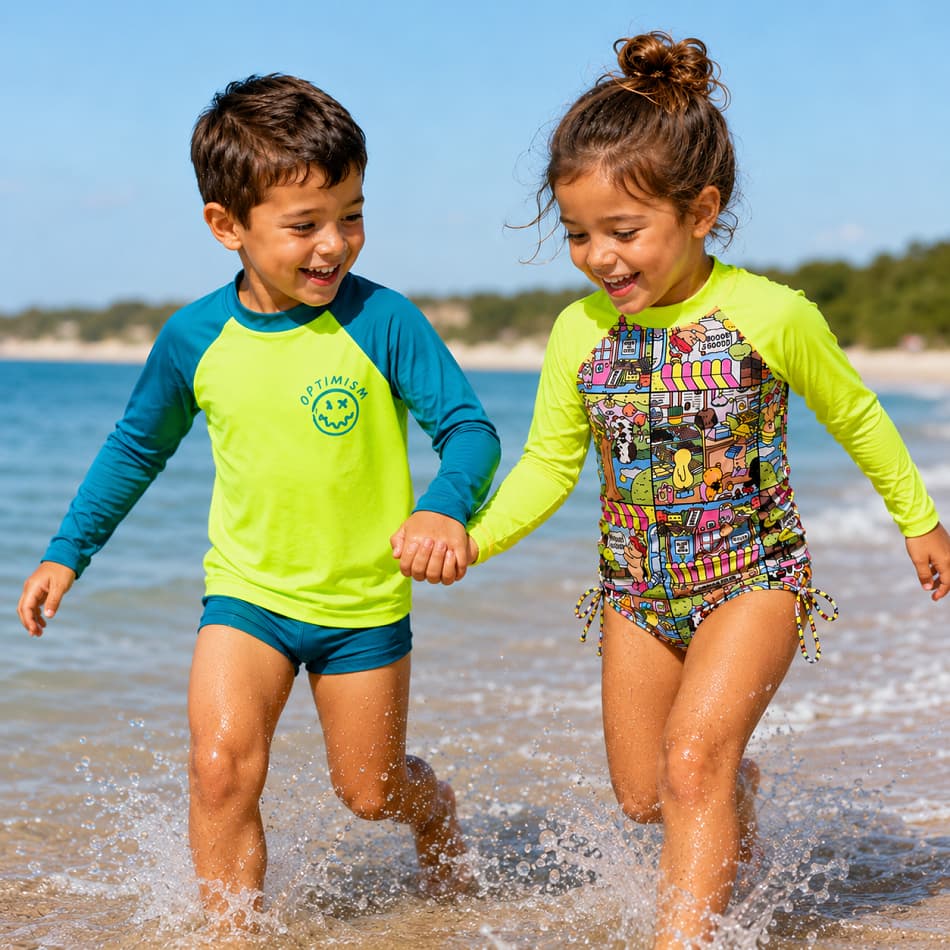 Conjunto De Praia Uv Proteção Solar | Biquini Infantil | Sunga Infantil + Camiseta Uv Infantil