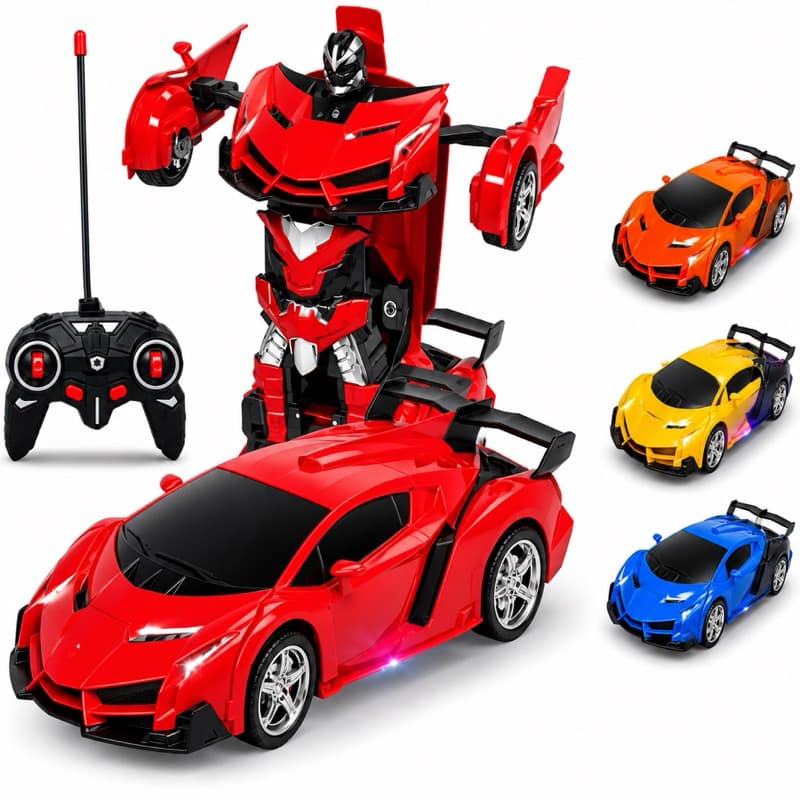 Brinquedo Carrinho De Controle Remoto Vira Robô Transformers