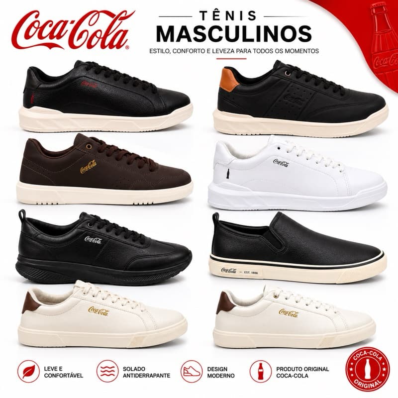 Tênis Masculino Coca-cola Casual Diversos Modelos