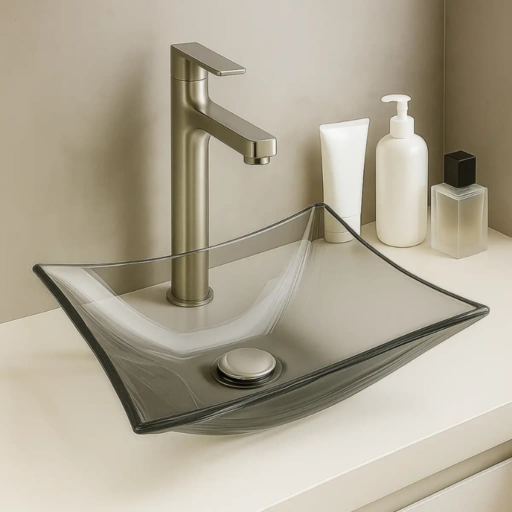 Cuba Vildrex Retangular 40x30 Vidro Banheiro Lavabo Moderna
