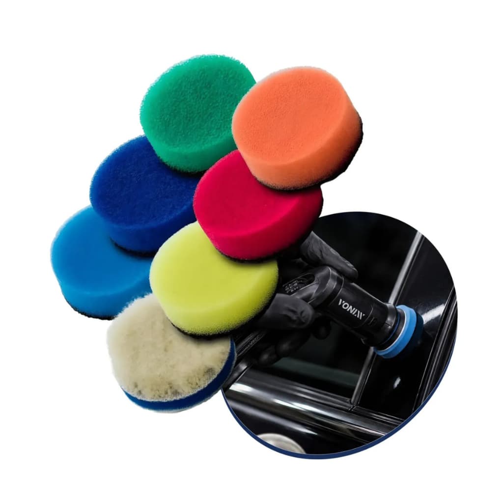 Kit Boinas de Espuma e Lã Polimento Automotivo 2" Vonixx 7 Unidades