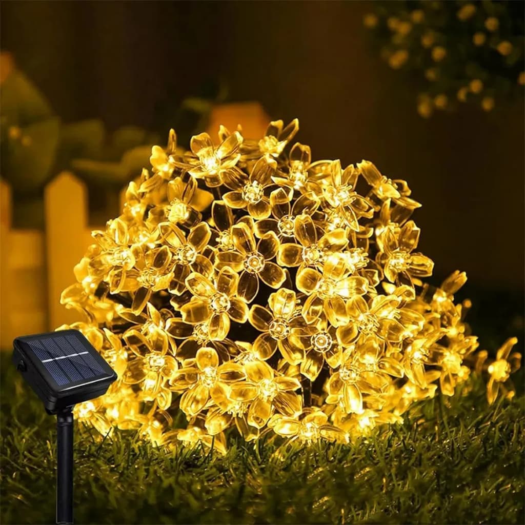 12m Pisca Pisca Flor Cerejeira Solar 100 Luzes Para Jardim