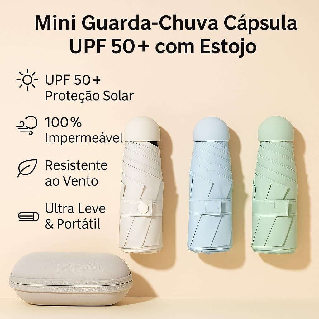 Guarda Chuva Portátil dede sol Caso Óculos Da Cápsula ultra light mini Sombrinha Bolso