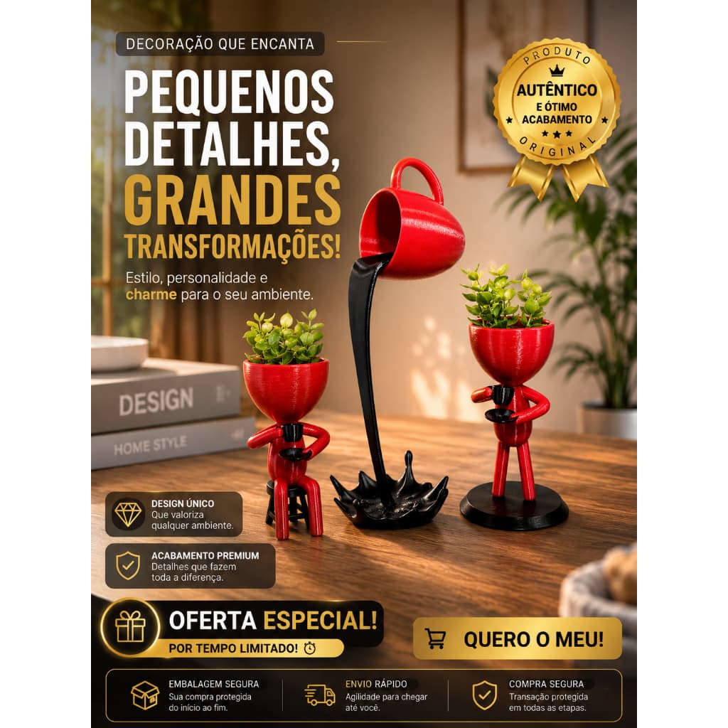 Cantinho Café Vaso Bob Robert Plant Xícará Flutuante Vermelho Preto