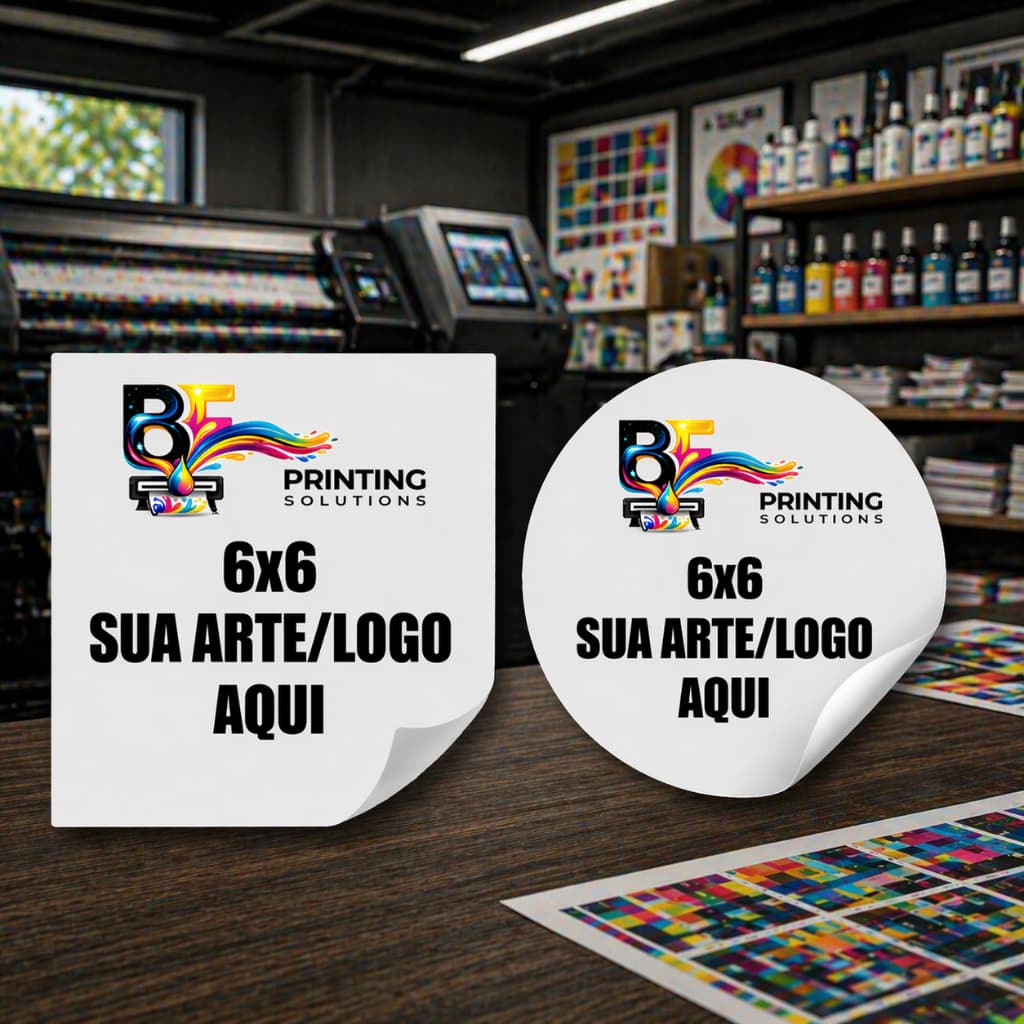 Adesivo 6x6 em Papel fotografico personalizado com sua arte/logo