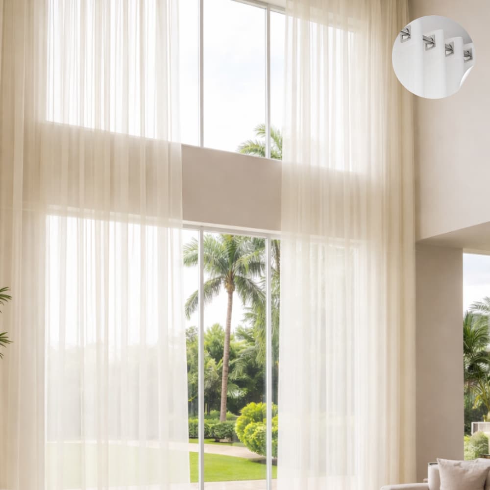 Cortina Voil 6x5 Pé Direito Alto Duplo Elegante Leve Luxo Para Sala e Quarto Grande Para Varão