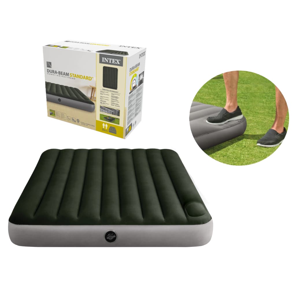 Colchão Inflável Queen Dura-Beam Standard Downy com Bomba de Pé Integrada - Intex 64763