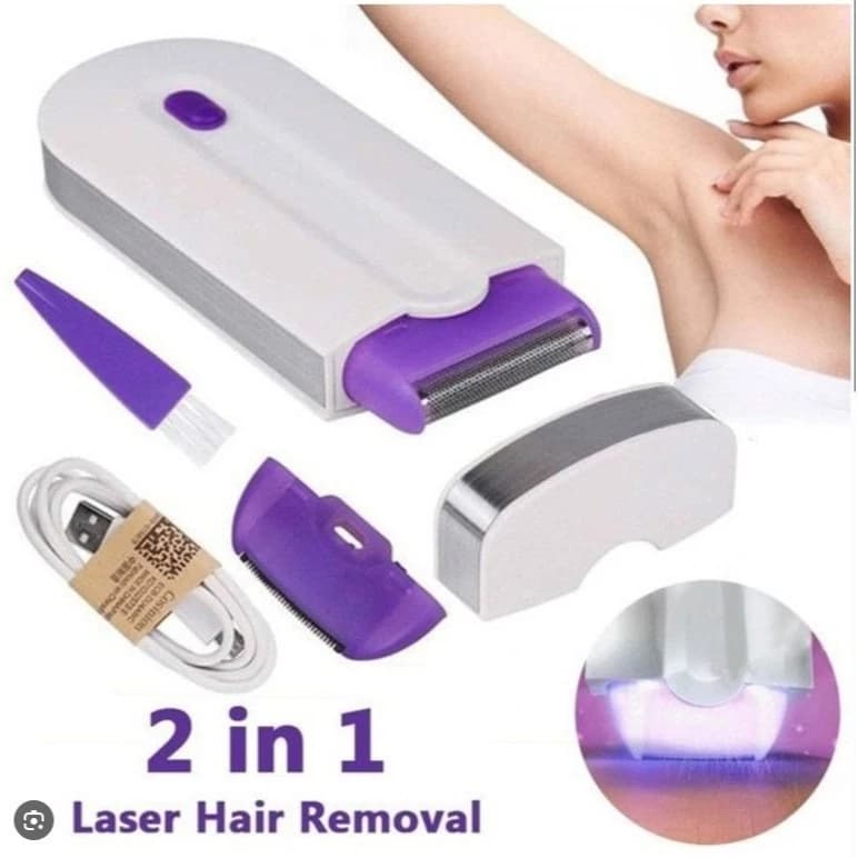 Depilador Elétrico Removedor Pelos Gêneros Facial Corporal Sem fio Recarregável Branco/Roxo