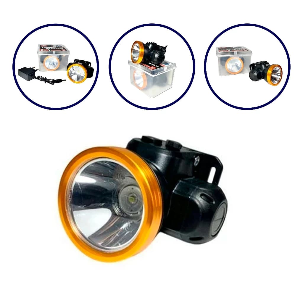 Lanterna de cabeça Led recarregavel USB dourado com 30W