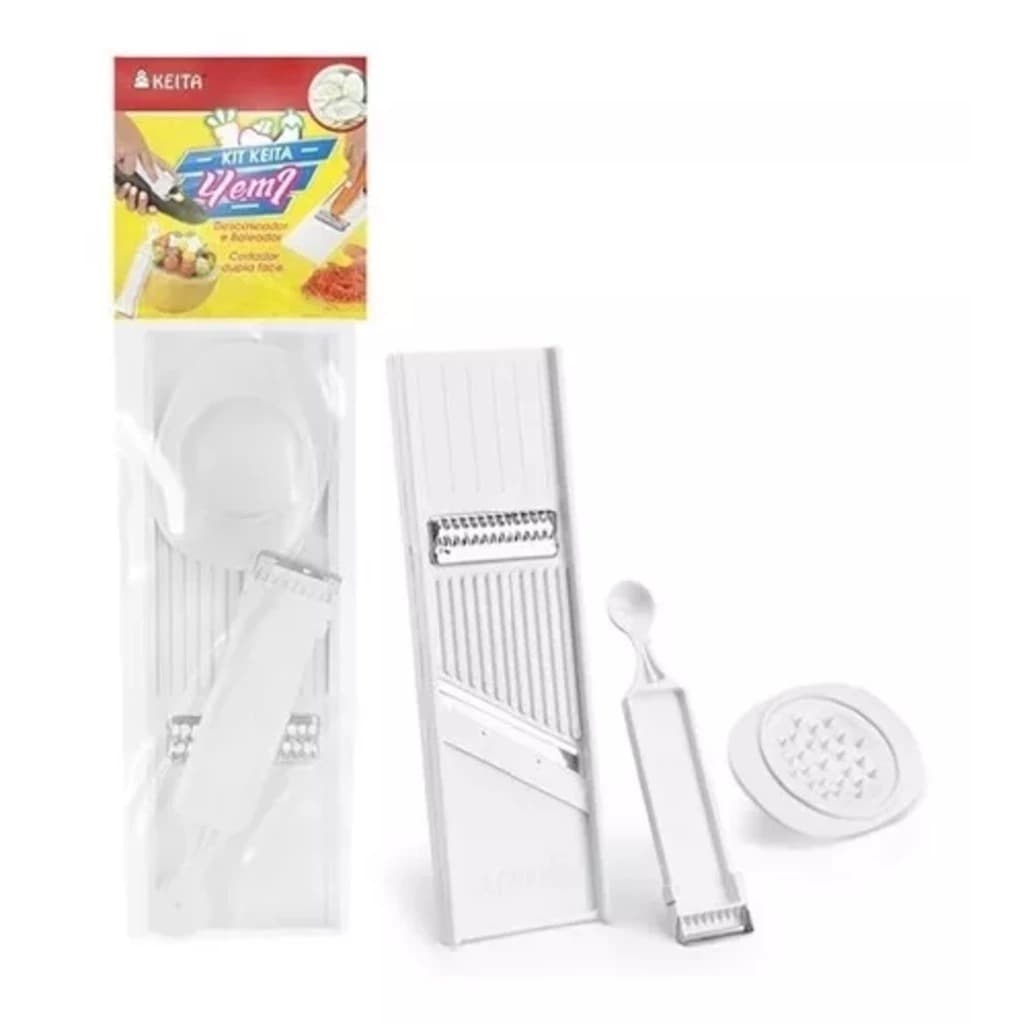 Kit 4 em 1 Descascador Descascadores Cortador de Legumes Dupla Face Boleador Ralador Multiuso -KEITA