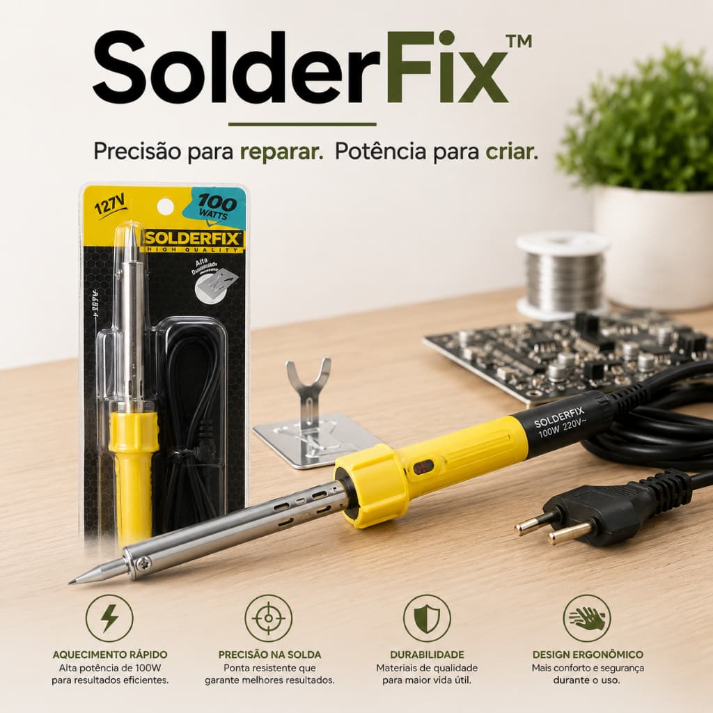 Ferro de Solda 100W 220V para Reparos e Manutenção | SolderFix™