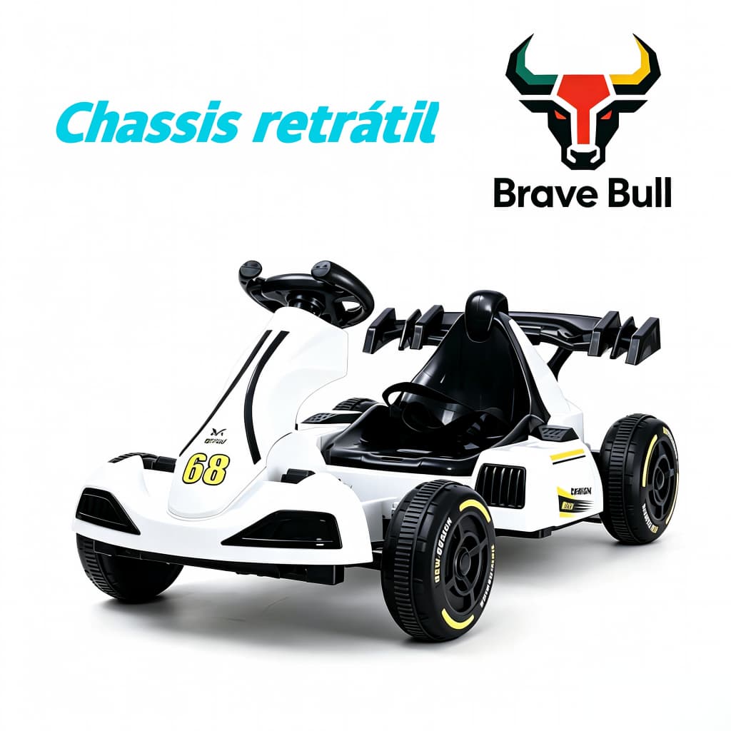 Carro Eletrico Infantil Mini Kart 12v7a Chassi Retrátil Remoto para Crianças de 1,20 a 1,60m
