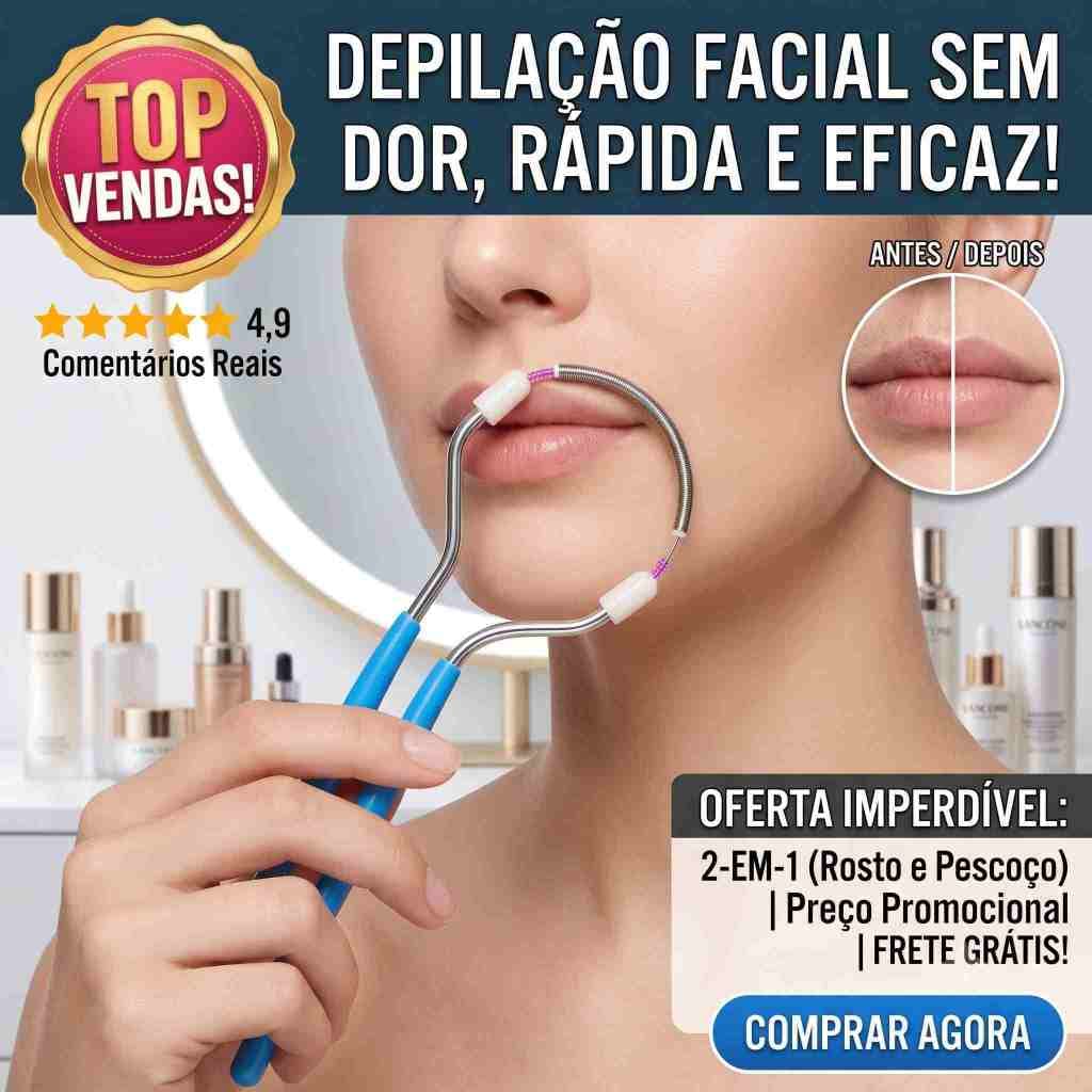 Depilador Facial de Mola Remove Pelos Pela Raiz Buço Rosto Portátil Sem Dor Prático