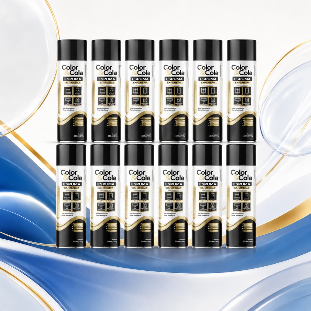 Kit 12 Unidades Espuma Expansiva Poliuretano Profissional 500ml/310GR COLOR & COLA