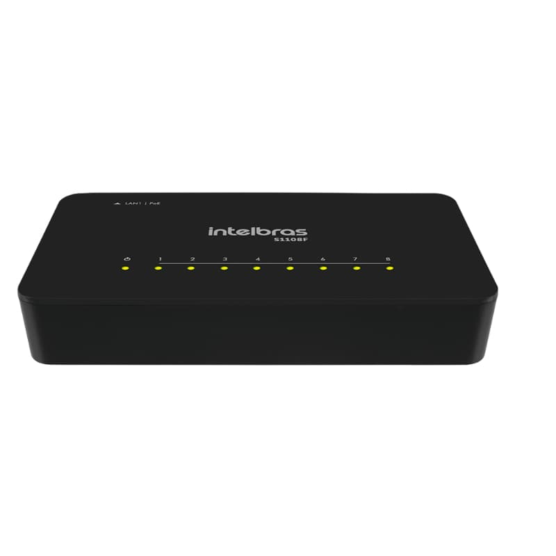 Switch Intelbras S1108F 8 Portas Fast Ethernet 10/100Mbps Não Gerenciável Rede LAN PoE Passivo