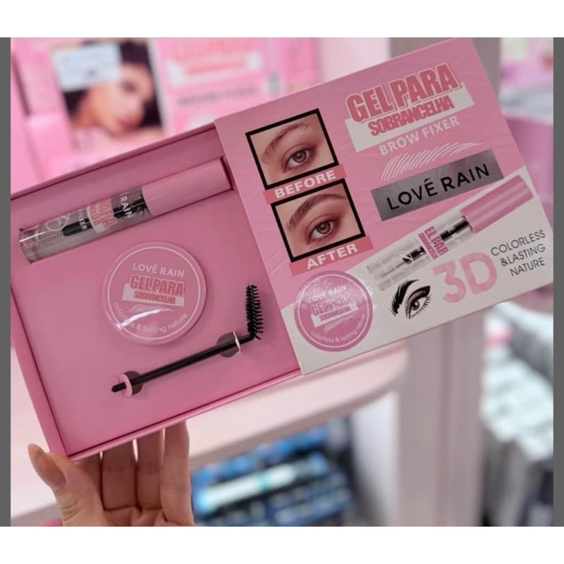 KIT MASCARA DE CILIOS e GEL PARA SOBRANCELHA LOVE RAIN