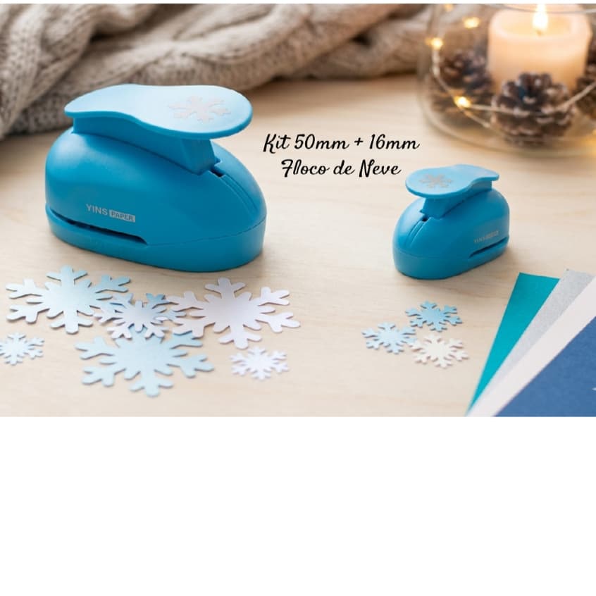 Kit 2 Furador Cortador Eva e Papel Floco de Neve 16mm + 50mm