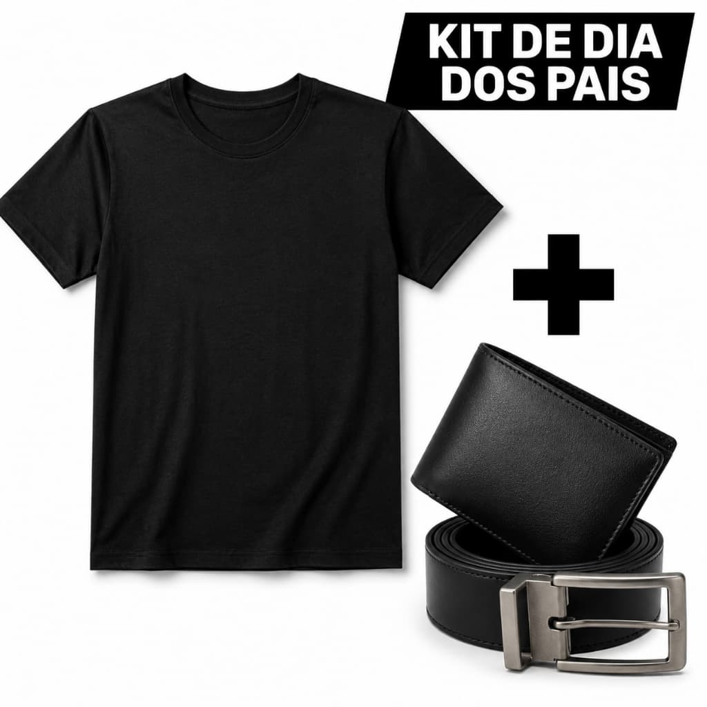 Kit Camisa Masculina Algodão + Cinto + Carteira Básico Elegante