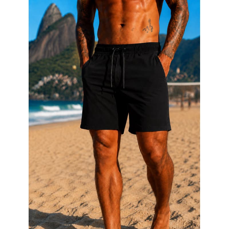 Bermuda Masculina Com Bolsos Exercício Leve Tactel Short Praia Elastano Surf Casual Piscina