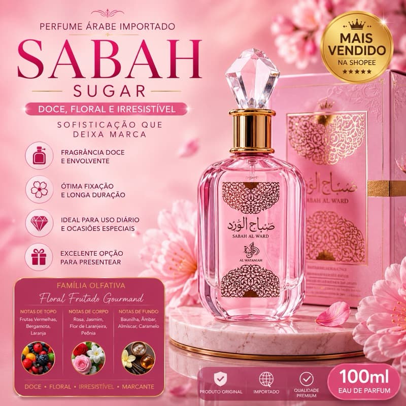 Perfume Feminino Sabah Al Ward Sugar 100ml - Doce e Sofisticado