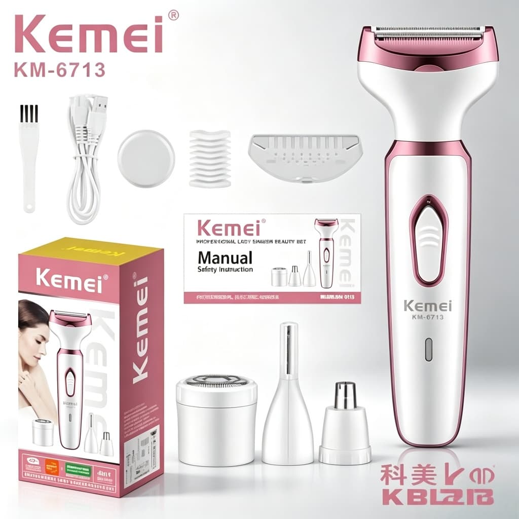 Depilador Feminino Profissional Lady Shaver Kemei Original 4 em 1 KM-6713