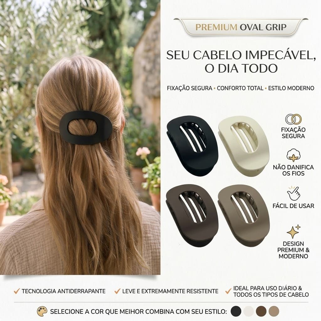 Kit 2 Presilha Piranha de Cabelo Oval Grande Prendedor Feminino Grampo para Coque Elegante