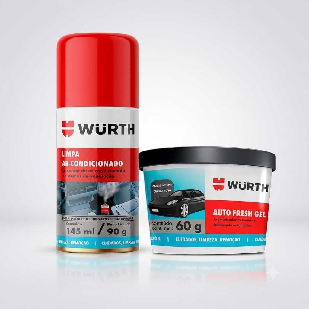 Kit Wurth Limpa Ar Condicionado Remove Odores Mau Cheiro Fragrância Carro Novo