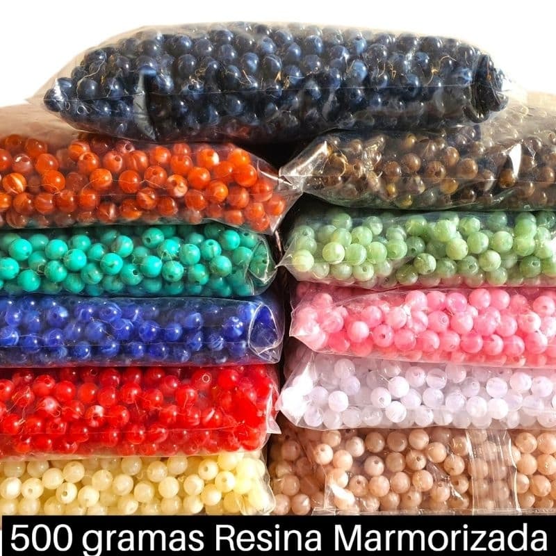 500gr Bolinha para terço 8mm / 12mm Resina Acrílica Marmorizada