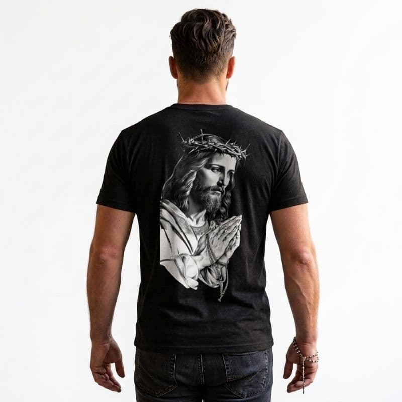 Camisa, camiseta 100% Algodão penteado,Toque Macio unisex ,Com estampa de Cristo camisa estampada