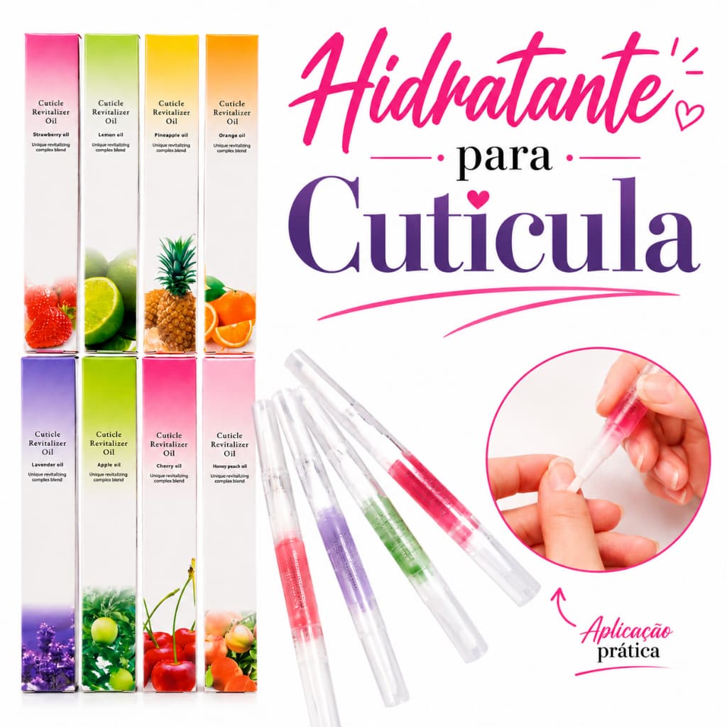 Caneta Óleo Hidratante para Cutículas com Pincel Aplicador Hidrata, Nutre e Revitaliza