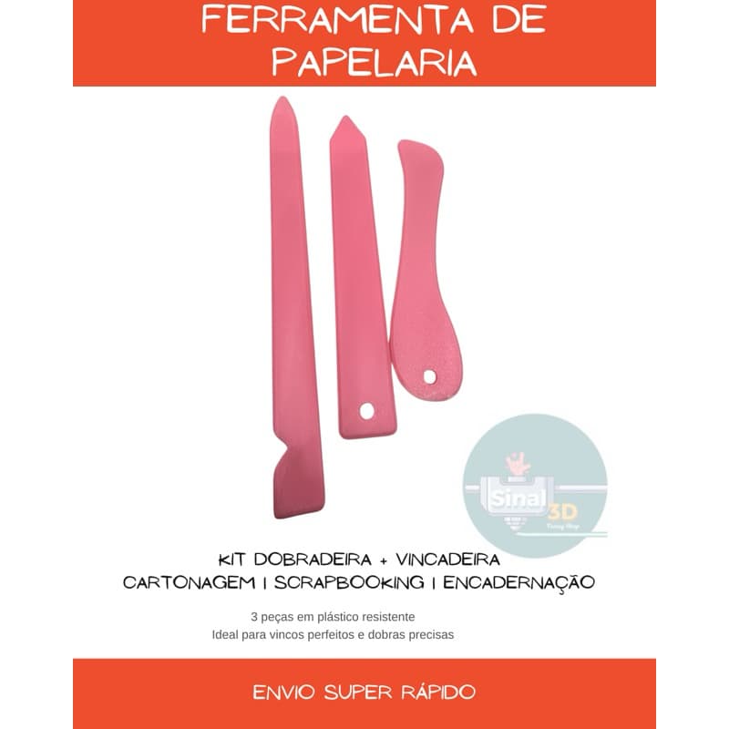 Kit Vincador +Dobradeiras  para Cartonagem , Encadernação e Scrapbook – 3 Peças com acabamento resinado