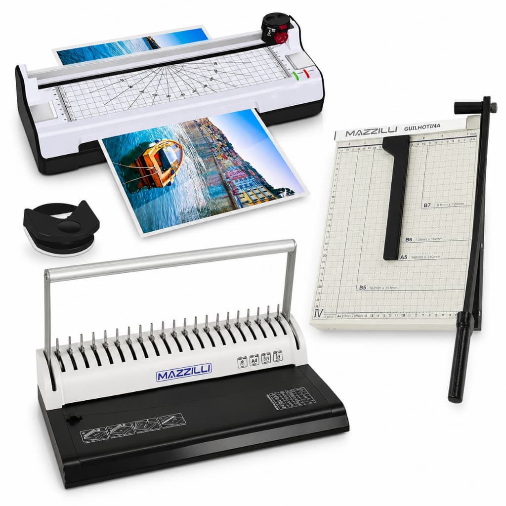 Kit Plastificadora A4 + Guilhotina A4 + Encadernadora Manual