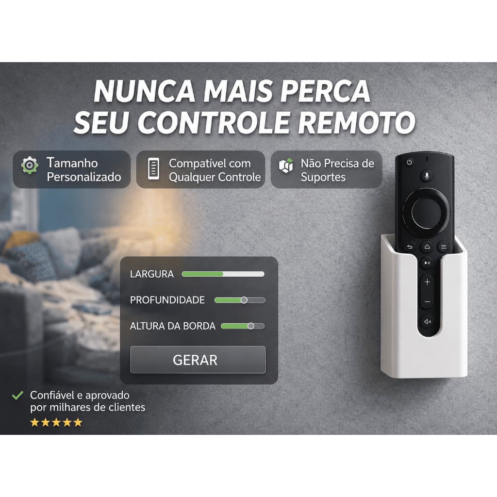 Suporte De Parede Porta Controle Remoto Universal Ar Tv Ventilador
