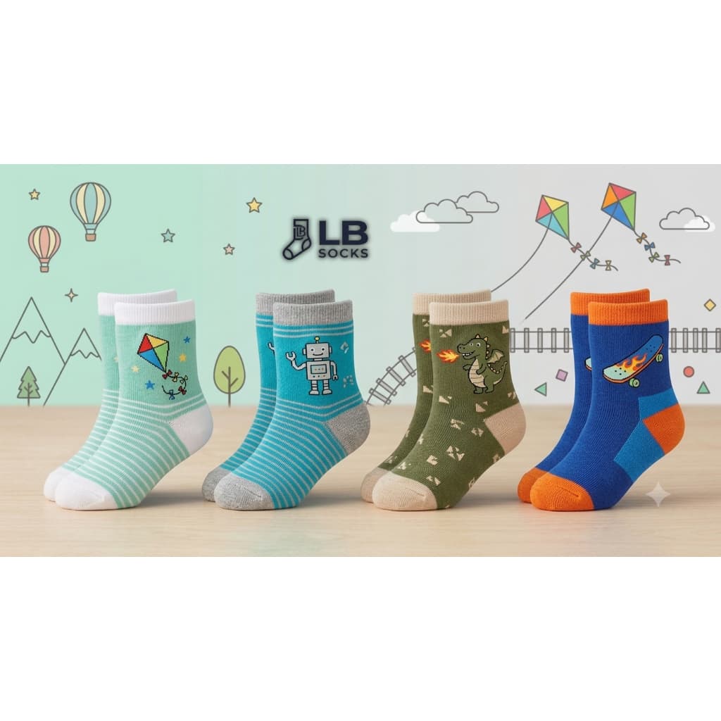 Kit 24 Pares Meias com Desenho Menino Masculina Criança Infantil ESTAMPADAS Cores Variadas