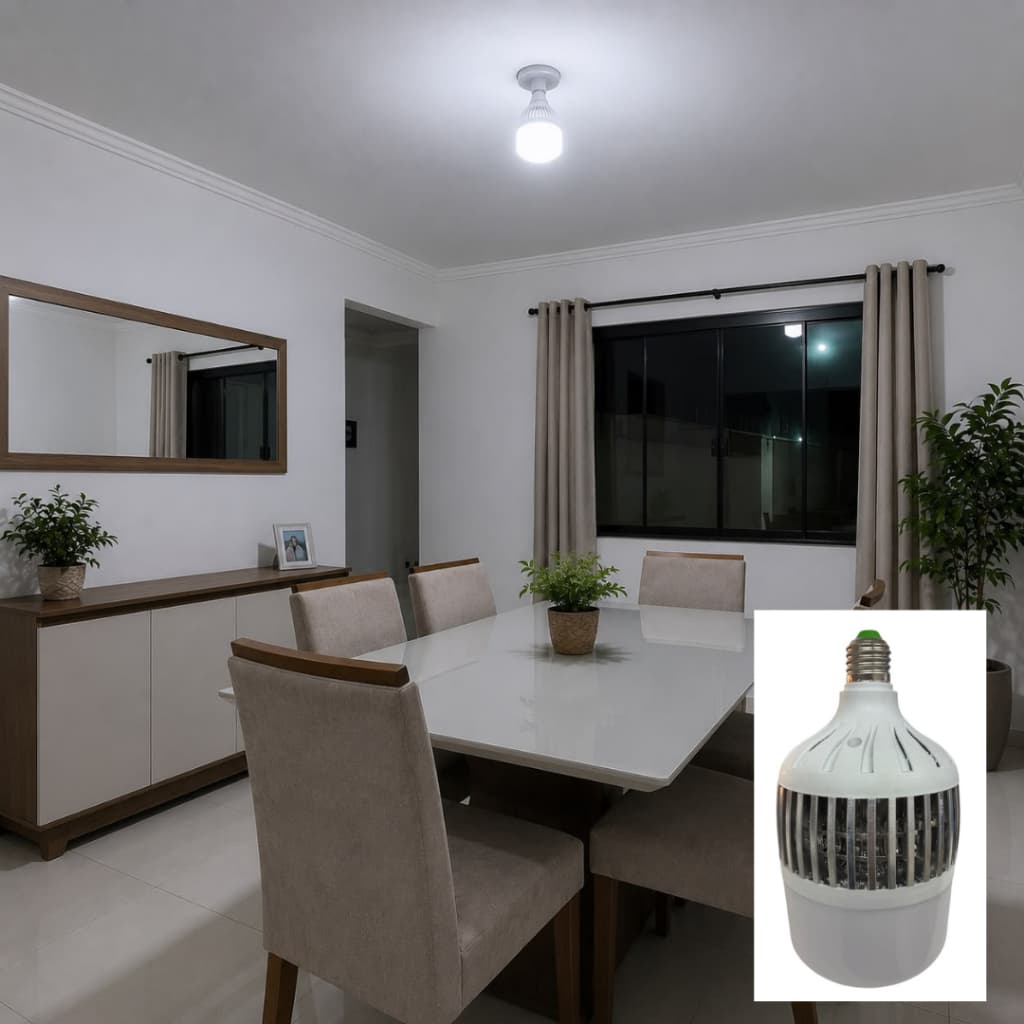 Kit Com 2 Lâmpada LED Bulbo 60W E27 6500K Branco Frio Bivolt AC 100-240V Alta Iluminação