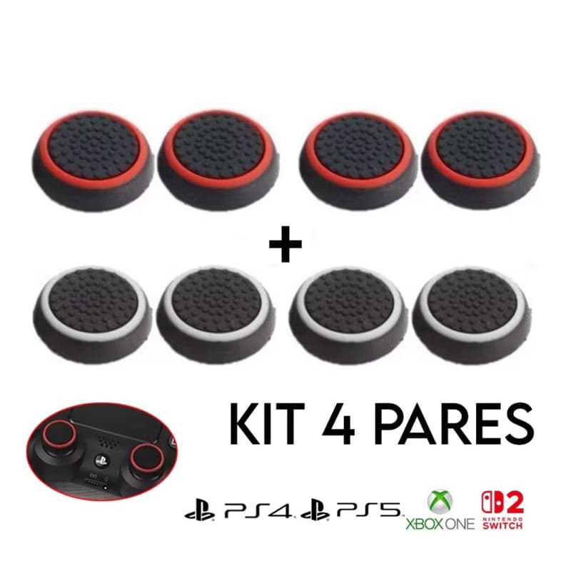 Kit 4 pares de Grips para controle PS4 PS5 XBOX One/ X/ S Nintendo Switch