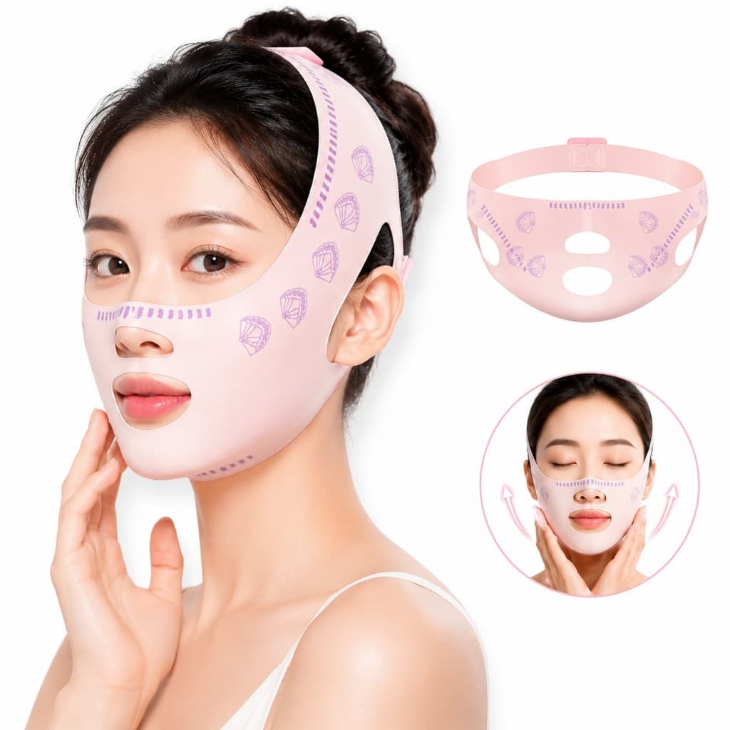 Máscara Facial Lifting Rosto Antirrugas Efeito Rejuvenescedor VFace Firmeza Pele Papada Faixa Queixo