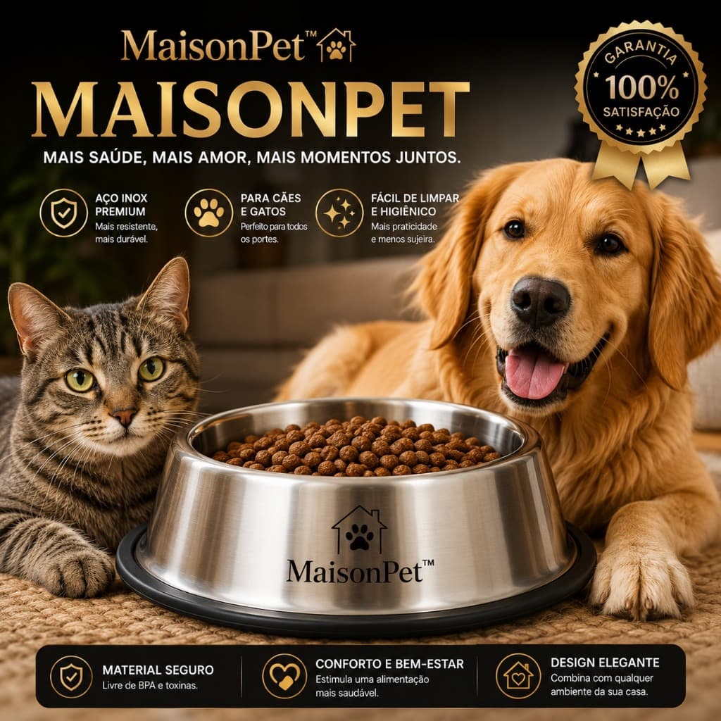 Comedouro Inox Antiderrapante Redondo Pequeno 16cm Durável Seguro Cachorro/Gato