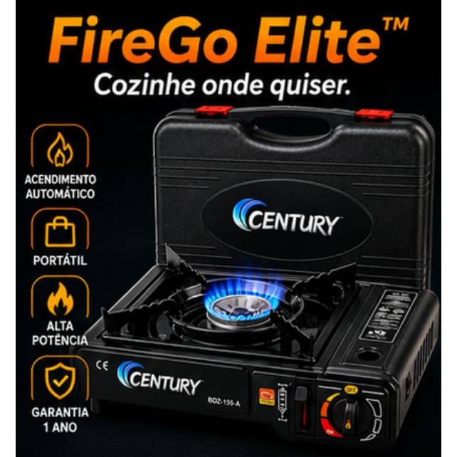 Fogareiro Portátil FireGo Elite com Maleta Acendimento Automático para Camping Churrasco Cozinha e Pesca