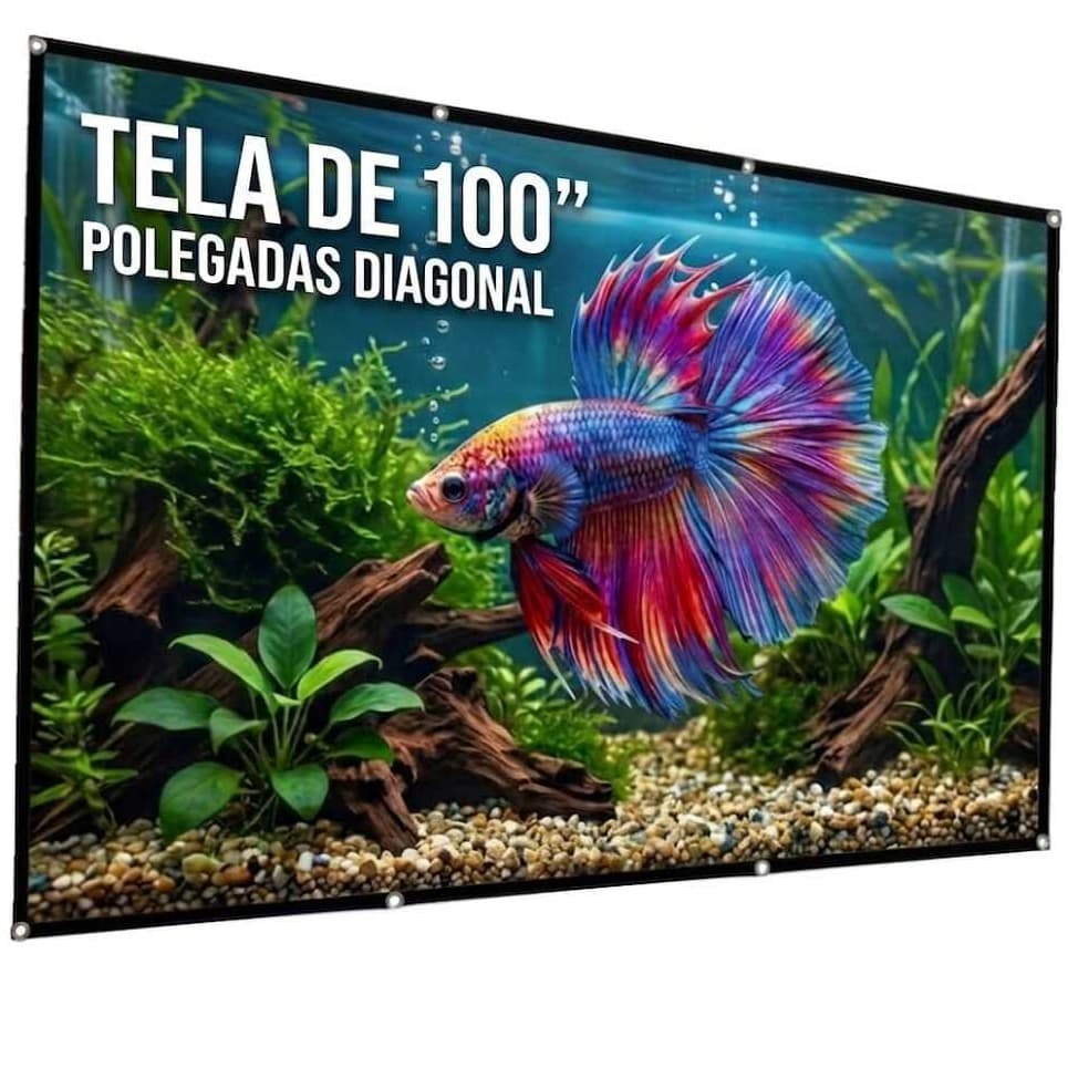 Tela Para Projetor Estory 100 Polegadas 2,0x 1,5 Metros Serve p/ Todos Projetores Full Hd 4K Ilhos Area interna Externa
