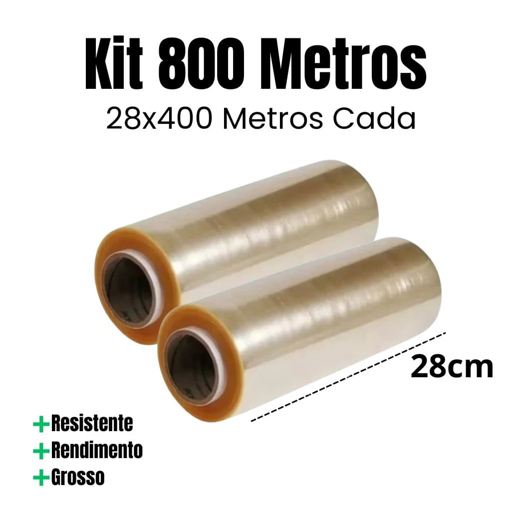 Kit 1/2 Rolos Bobina Plástica de Filme PVC 28cm x 400 metros