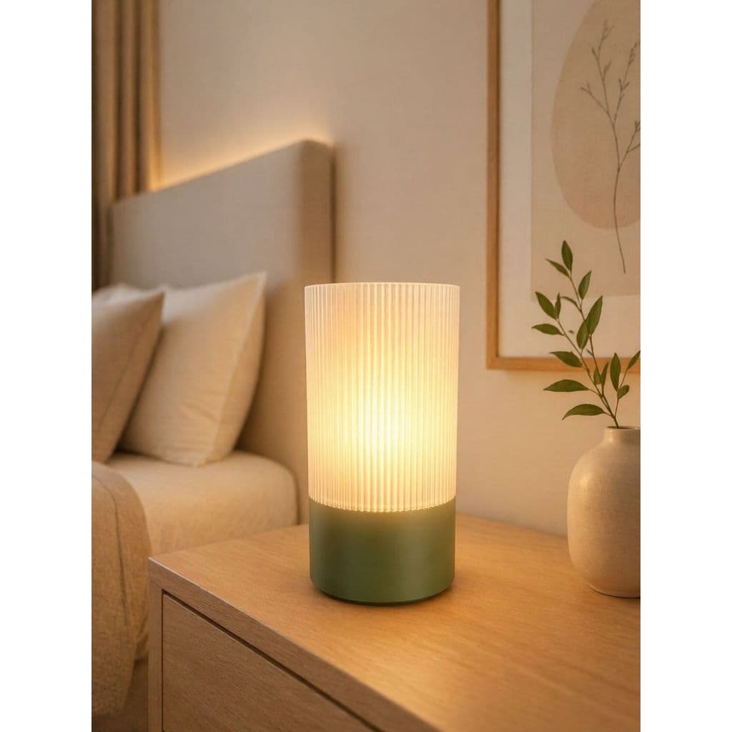 Luminária decorativa Abajur com Luz LED Inclusa – Luminária de Mesa Resistente e Leve para Quarto Sala Escritório