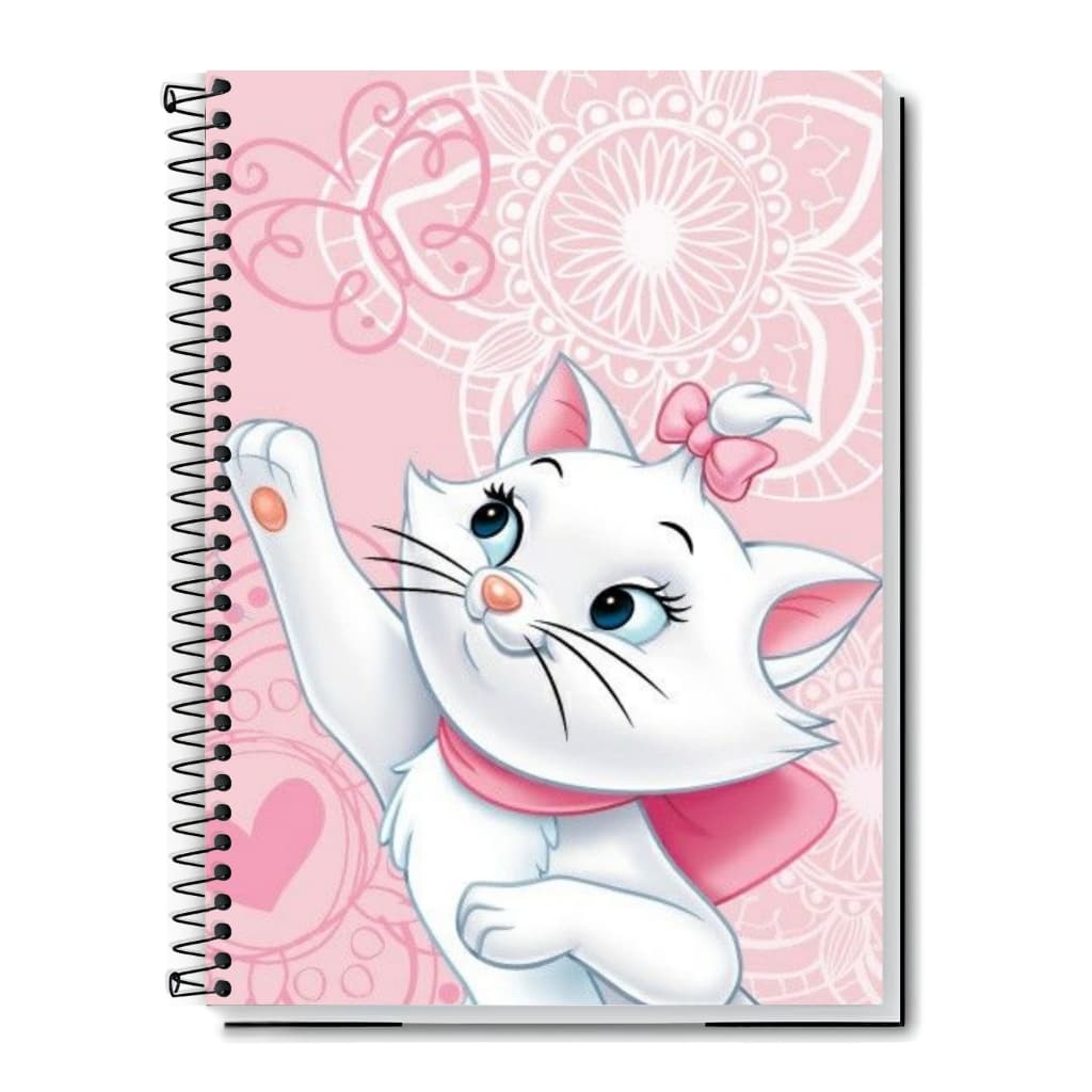 Caderno Universitário Feminino Gata Marie | Capa Dura & Espiral | 1,10,15 e 20 Matérias