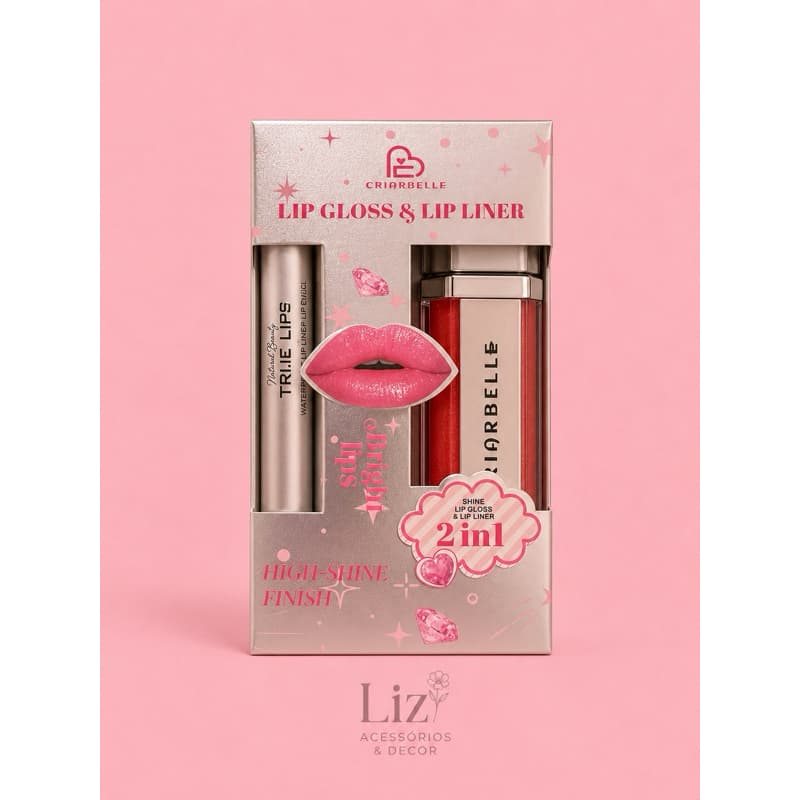 💄 Lip Gloss + Lip Liner 2 em 1 Criarbelle