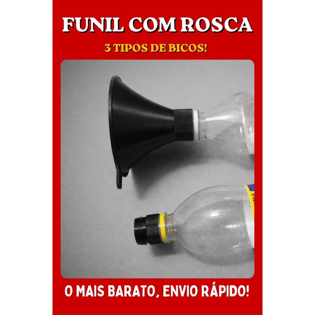 [O MAIS BARATO+ENVIO RÁPIDO!] Funil com Rosca - 3 Bicos para Todos os Tipos de Garrafa - 3D