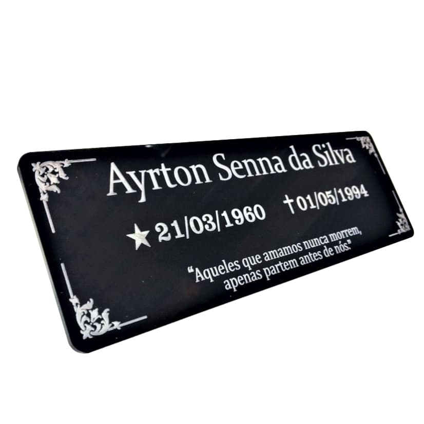 Placa Lápide Túmulo Cemitério Em Acrílico Personalizado
