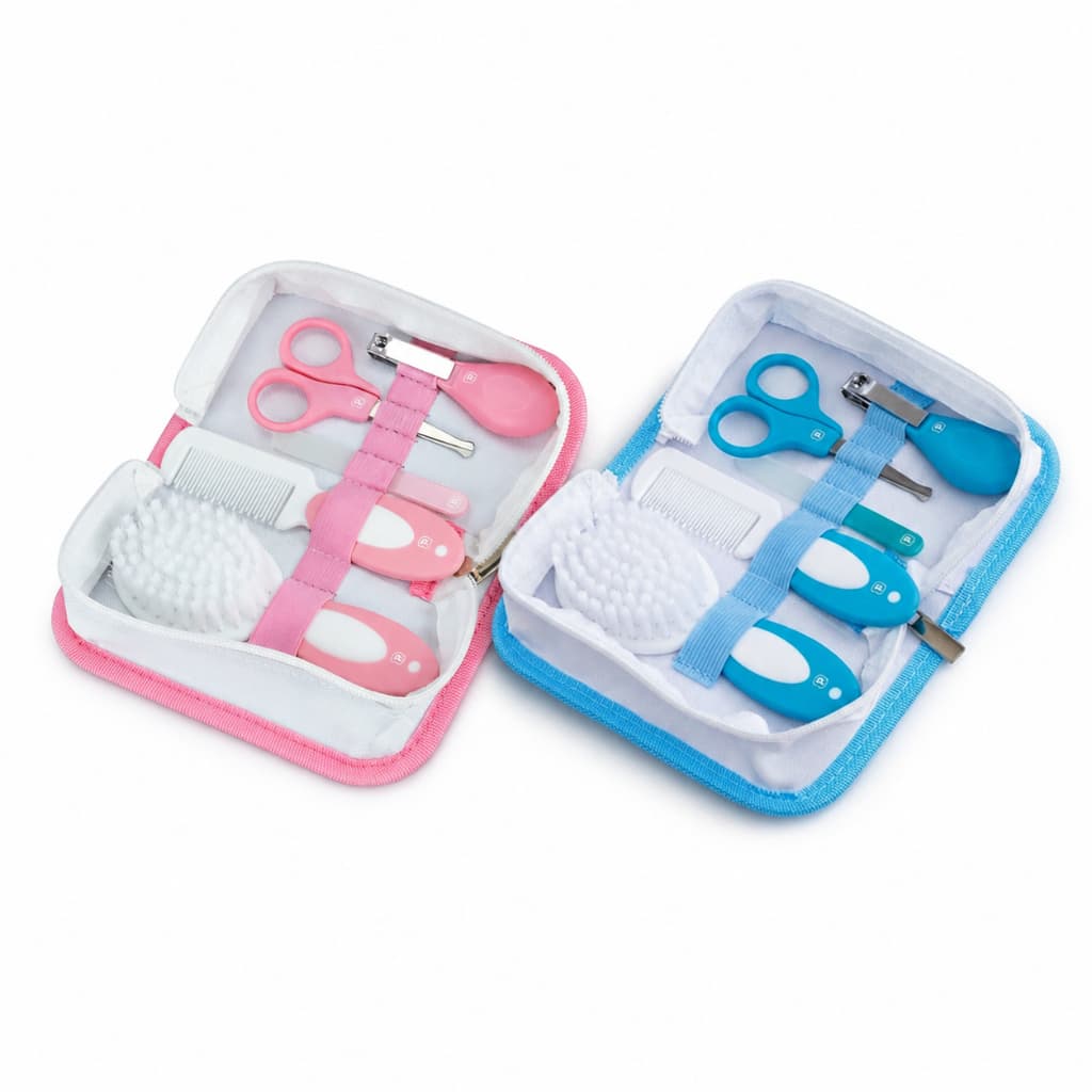 Kit Cuidados Bebê Pimpolho 5 Peças Com Necessaire Para Recém Nascido Menino E Menina Completo